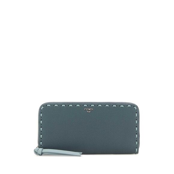 Fendi Women Air Force Blue Leather Large Peekaboo Wallet